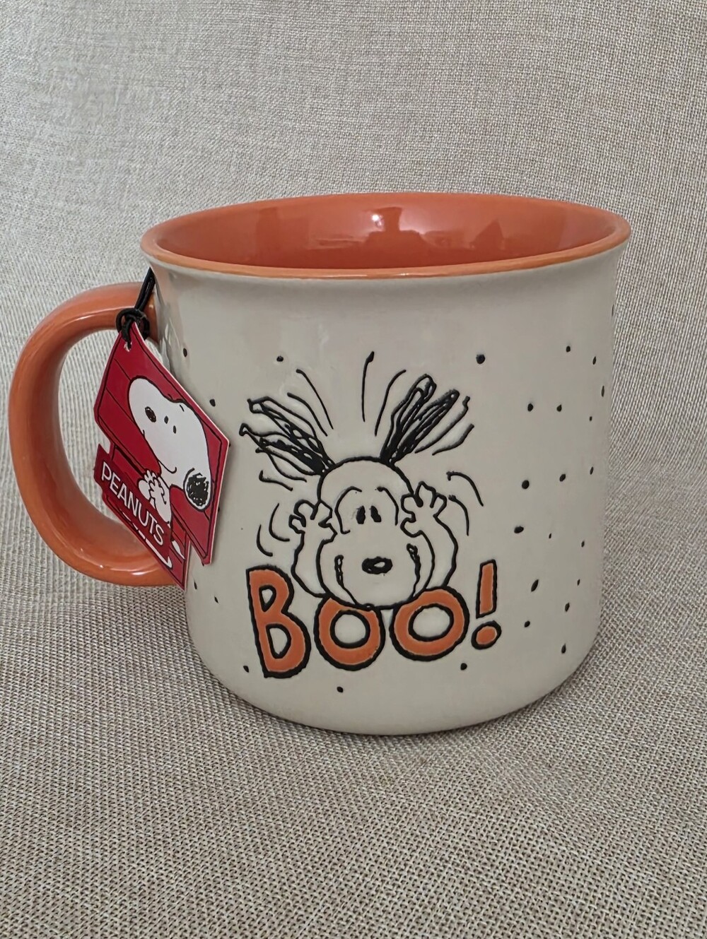 Peanuts Snoopy 'Boo!' Ceramic Mug - Orange & Cream Halloween